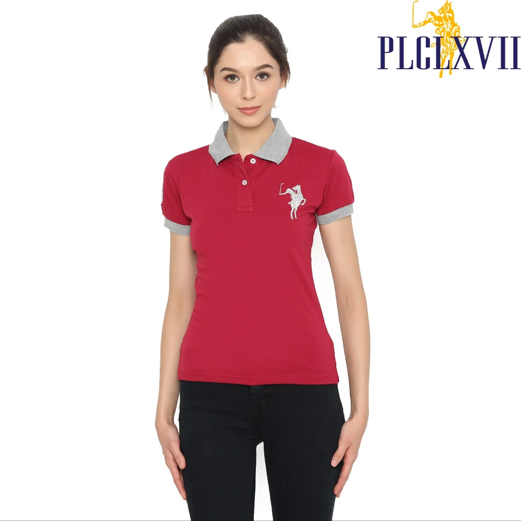PLCLXVII - Polo Shirt Wanita - Kerah Warna Logo Besar 5011