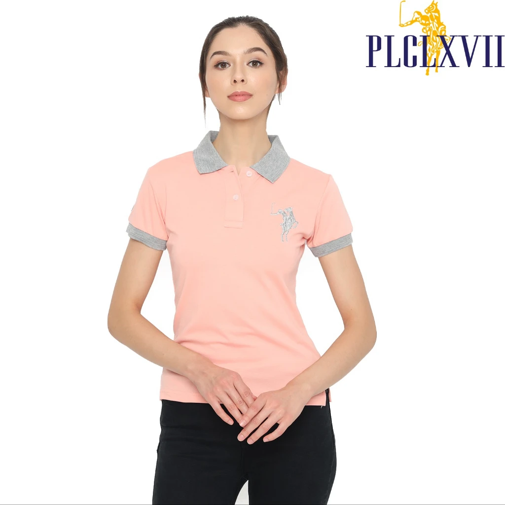 PLCLXVII - Polo Shirt Wanita - Kerah Warna Logo Besar 5011
