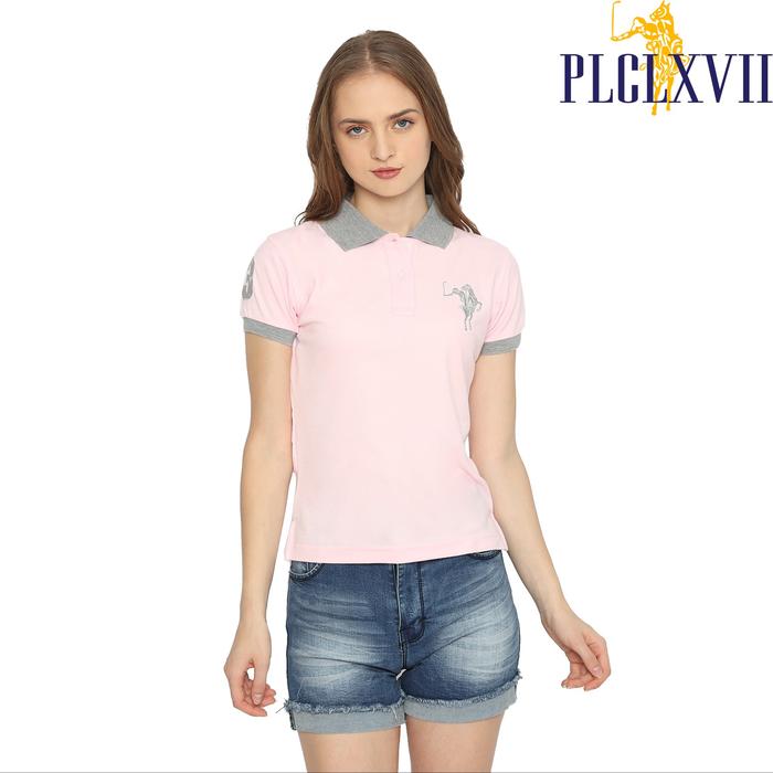 PLCLXVII - Polo Shirt Wanita - Kerah Warna Logo Besar 5102 Kaos Polos