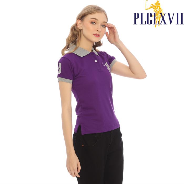 PLCLXVII - Polo Shirt Wanita - Kerah Warna Logo Besar 5102 Kaos Polos