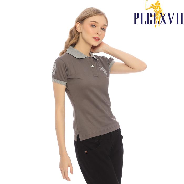 PLCLXVII - Polo Shirt Wanita - Kerah Warna Logo Besar 5102 Kaos Polos