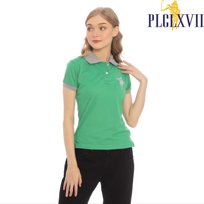 PLCLXVII - Polo Shirt Wanita - Kerah Warna Logo Besar 5102 Kaos Polos