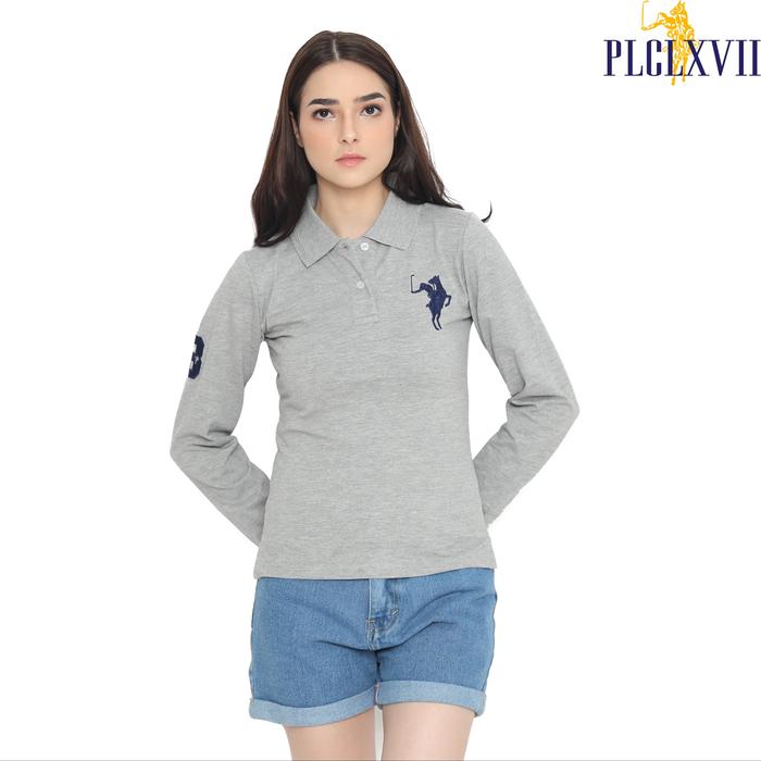PLCLXVII - Polo Shirt Wanita - Polo Shirt Lengan Panjang Logo Besar 5006 Kaos Polos