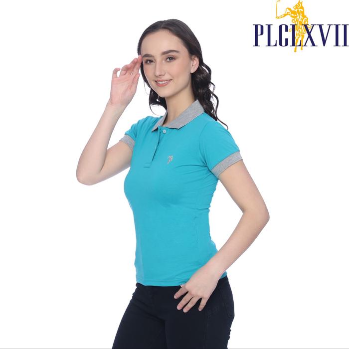 PLCLXVII - Polo Shirt Wanita - Kerah Warna Logo Kecil 5010 Kaos Pendek