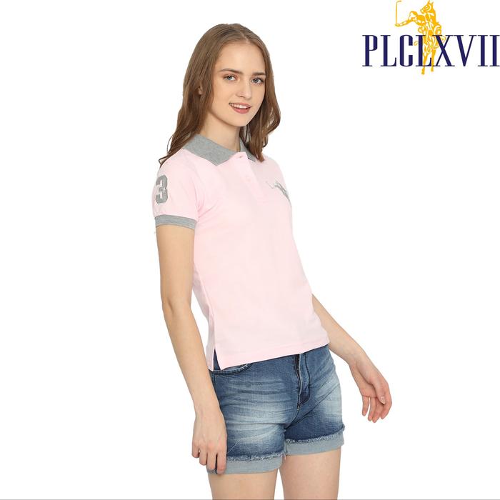 PLCLXVII - Polo Shirt Wanita - Kerah Warna Logo Besar 5102 Kaos Polos