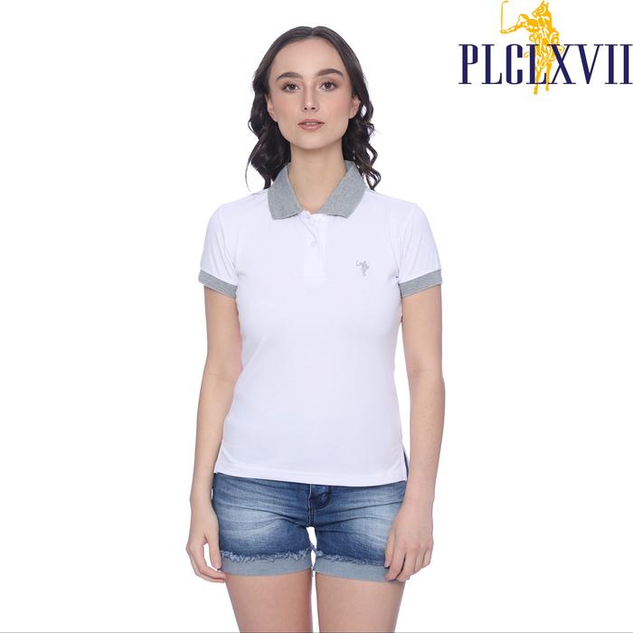 PLCLXVII - Polo Shirt Wanita - Kerah Warna Logo Kecil 5010 Kaos Pendek