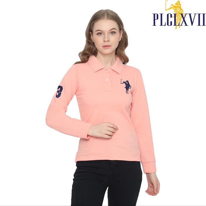 PLCLXVII - Polo Shirt Wanita - Polo Shirt Lengan Panjang Logo Besar 5006 Kaos Polos