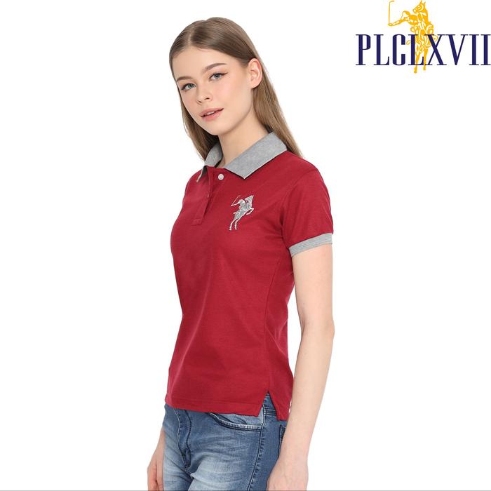 PLCLXVII - Polo Shirt Wanita - Kerah Warna Logo Besar 5102 Kaos Polos