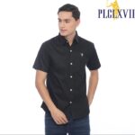 PLCLXVII - Kemeja Pria - Linen Lengan Pendek 1603 - HITAM