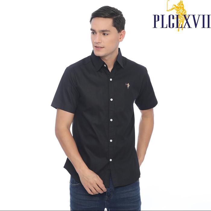 PLCLXVII - Kemeja Pria - Linen Lengan Pendek 1603 - HITAM