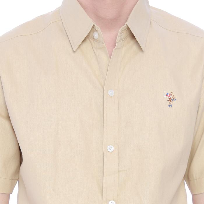 PLCLXVII - Kemeja Pria - Linen Lengan Pendek 1603 - HITAM