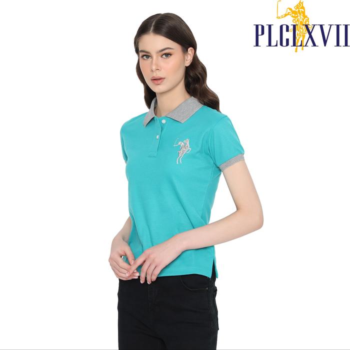 PLCLXVII - Polo Shirt Wanita - Kerah Warna Logo Besar 5102 Kaos Polos