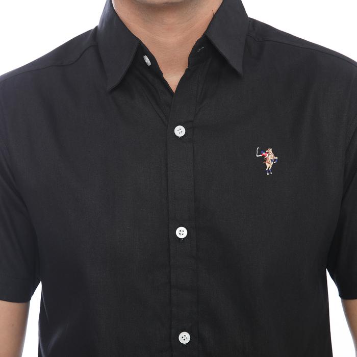 PLCLXVII - Kemeja Pria - Linen Lengan Pendek 1603 - HITAM
